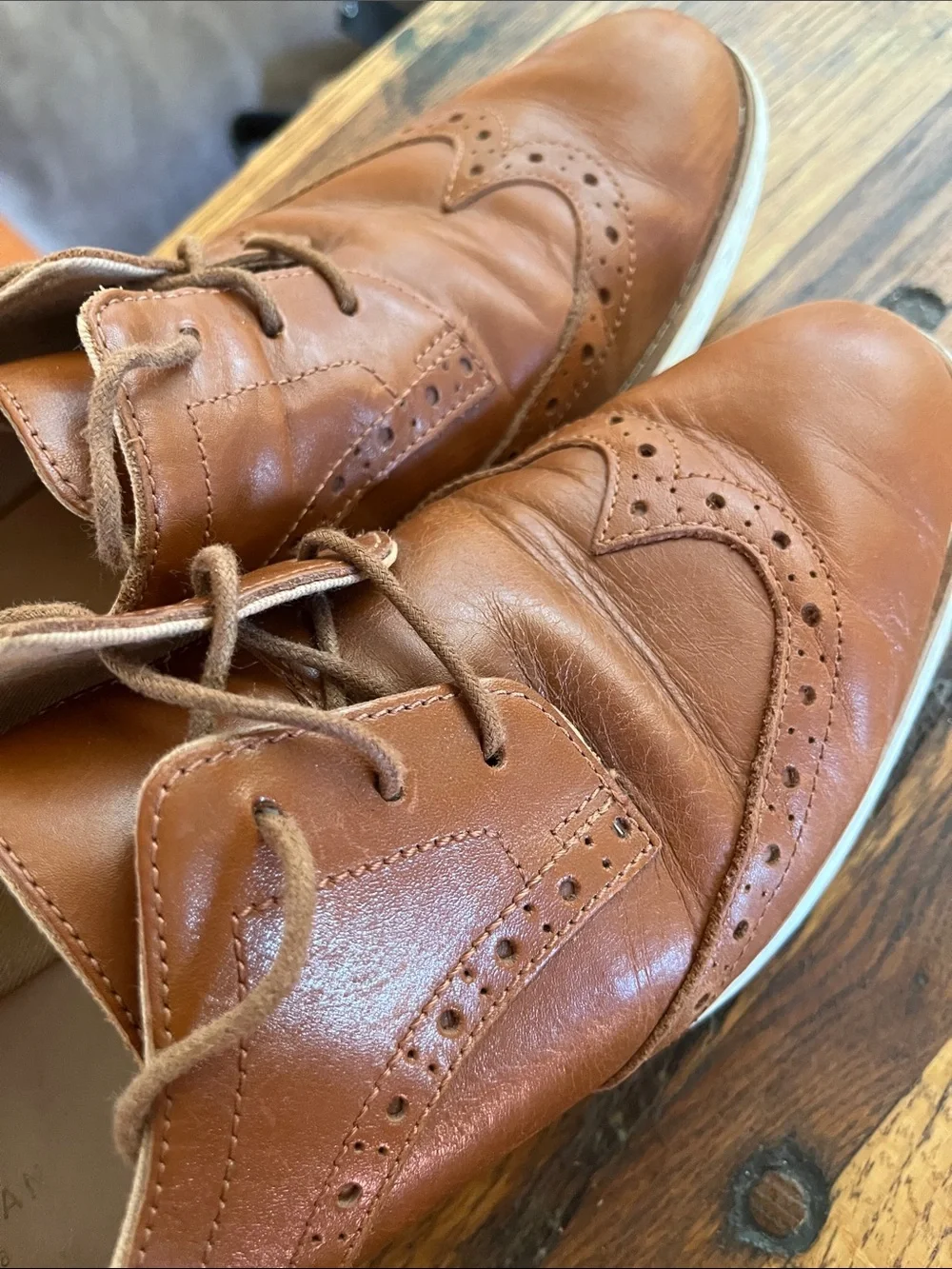 Cole Haan Grand OS Leather Lace Up Oxford Shoes Sz 9 M British tan